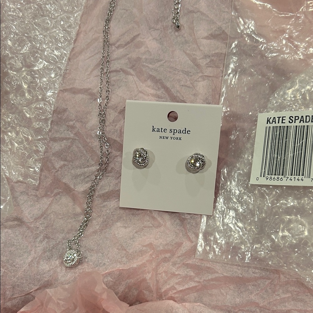 Kate Spade NY Silver “Infinity & Beyond” Silver Necklace & Earrings. NWT